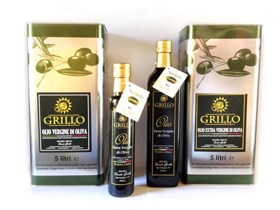 bottiglia e lattina olio frantoio grillo